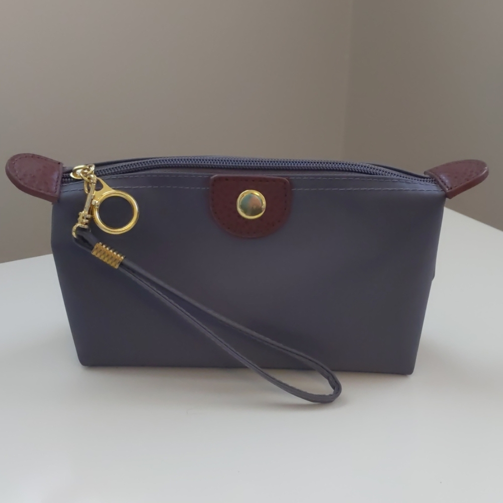 Nylon Zip Clutch Pouch Slate Gray Grey